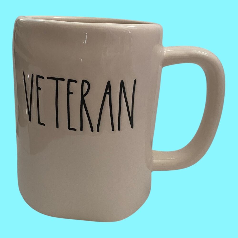 Rae Dunn Mug Or Cup VETERAN in Black Letters Artisan Collection by Magenta 4.5